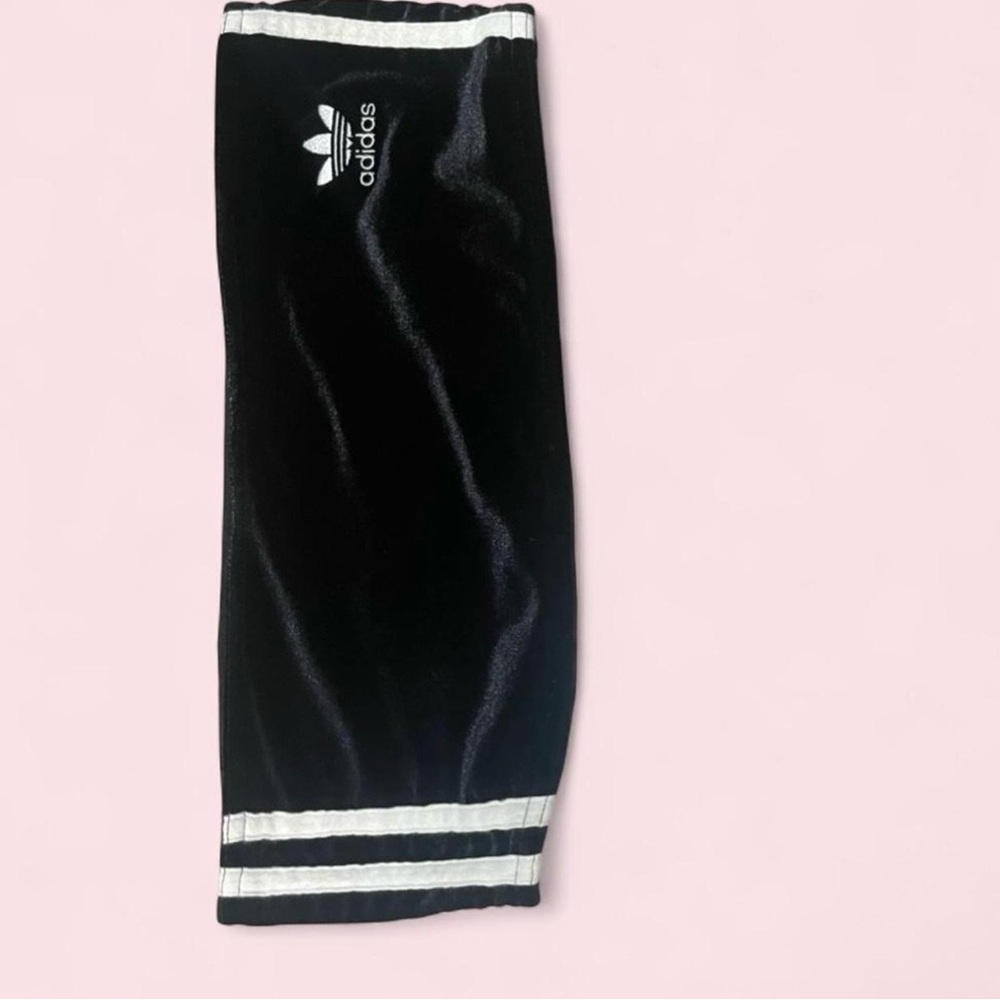 Adidas Black Crop Top with White Stripes